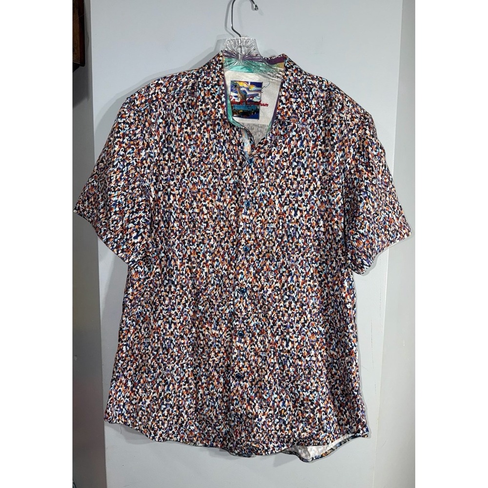Robert Graham "Lost Horizon" dinosaur short sleeve button up XL
